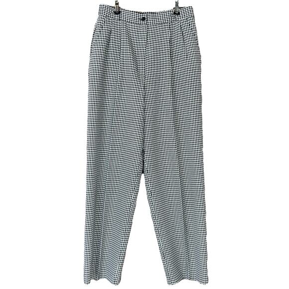 Norton McNaughton Houndstooth Dress Pants Size 10 Black White Pleated Officewear - Picture 1 of 10